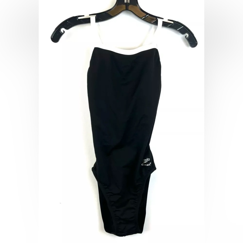 Speedo Women’s Black/White One Piece Crossback Swimsuit Size 6